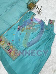 Sky Blue Crunchy Silk Sharara Set