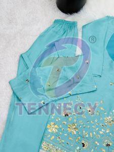 Sky Blue Glass Roman Kurta Pant Set