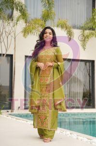 Thread Embroidered Pant Suit Set