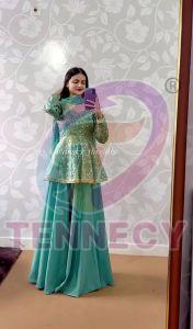 Turquoise Blue Fancy Silk Lehenga Set