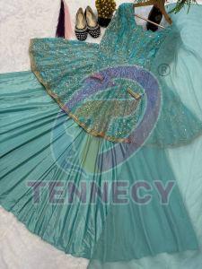 Turquoise Blue Fancy Silk Lehenga Set