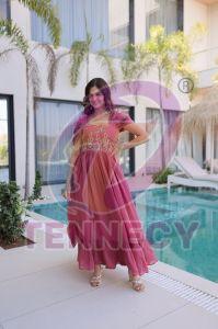 Wedding Wear Mal Chanderi Gown Dress