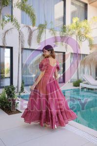 Wedding Wear Mal Chanderi Gown Dress