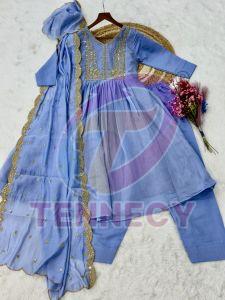 Wedding Wear Mal Chanderi Gown Set