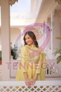 Wedding Wear Mal Chanderi Gown Set
