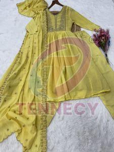 Wedding Wear Mal Chanderi Gown Set