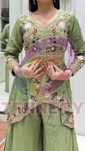 Wedding Wear Rangoli Silk Palazzo Dupatta Set