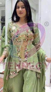 Wedding Wear Rangoli Silk Palazzo Dupatta Set