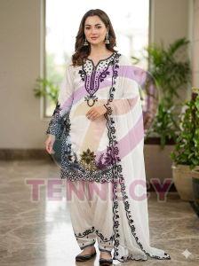 White Embroidered Farshi Suit Salwar Set