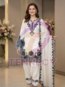 White Embroidered Farshi Suit Salwar Set