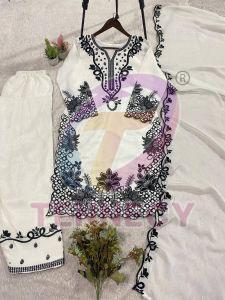 White Embroidered Farshi Suit Salwar Set