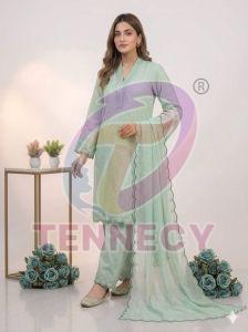 White Embroidered Mal Chanderi Suit Set
