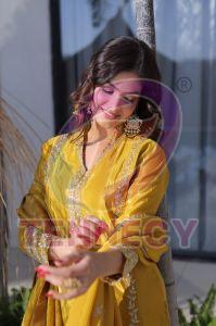 Yellow Sequins Zari Embroidered Suit Set