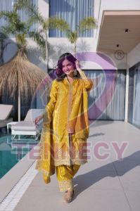 Yellow Sequins Zari Embroidered Suit Set