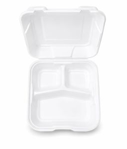 9x9 Inch 3 Compartment Disposable Clamshell Container