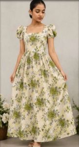 Elegant Square Neck Floral Gown
