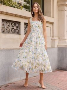 Sage Green Squre Neck Gown