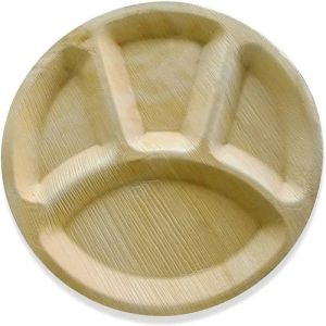 10 Inch 3 CP Round Areca Palm Leaf Plate