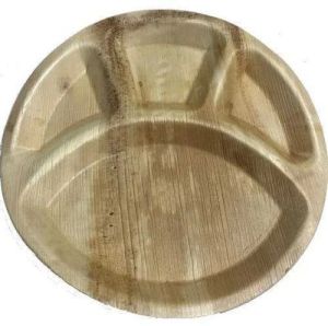 12 Inch 3 CP Round Areca Palm Leaf Plate