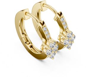 14K Floral Diamond Hoop Earrings