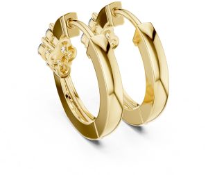 14K Floral Diamond Hoop Earrings