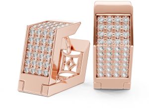 14K Rose Gold Diamond Rectangle Earrings