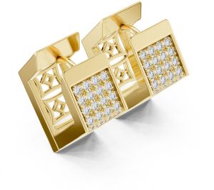 14K Rose Gold Diamond Rectangle Earrings