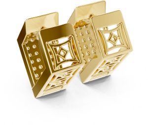 14K Rose Gold Diamond Rectangle Earrings