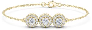 Trio Halo Diamond Chain Bracelet