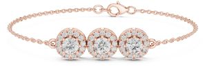 Trio Halo Diamond Chain Bracelet