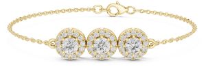 Trio Halo Diamond Chain Bracelet