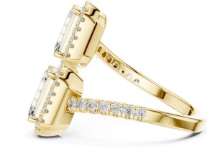 Twin Emerald Halo Diamond Ring