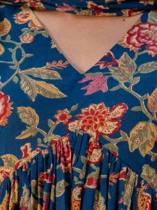 Ladies Blue Rayon Printed Kurti Palazzo Set with Dupatta
