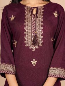Ladies Dark Purple Rayon Solid Kurta Sharara Set With Dupatta