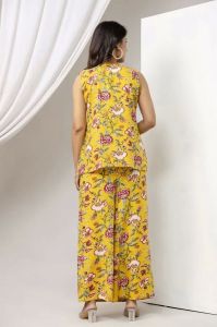 Ladies Yellow Viscose Rayon Printed Co-Ord Set