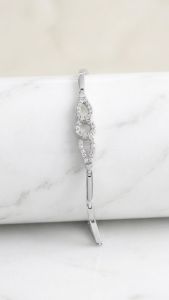 925 Italian Sterling Silver Trinity Droplet Brilliant Cut White Cubic Zirconia Bracelet