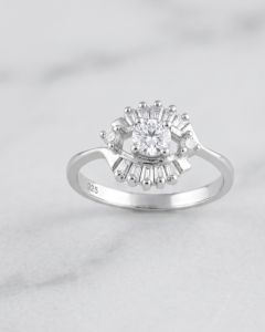 The Vintage Glow 925 Sterling Silver Zirconia Diamond Ring