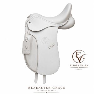 Alabaster Grace White Leather Dressage Saddle