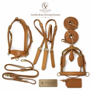 Aurelia Brass Premium Tan Leather Horse Driving Harness