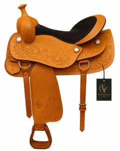 Goldenmesa Floral Yellow Leather Horse Western Saddle