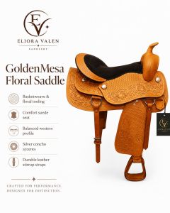 Goldenmesa Floral Yellow Leather Horse Western Saddle