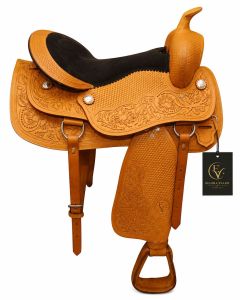 Goldenmesa Floral Yellow Leather Horse Western Saddle