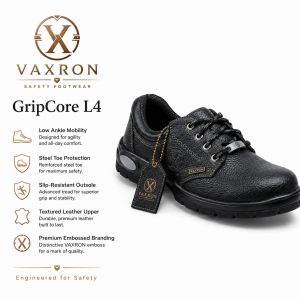 Grip Core L4 Leather Black Low Ankle Safety Shoes