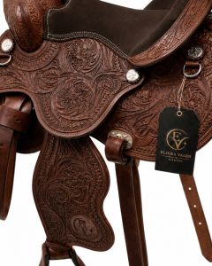 Heritagebloom Full Carving Brown Leather Horse Western Saddle