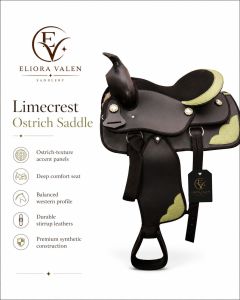 Limecrest Ostrich Premium Synthetic Leather Horse Western Saddle