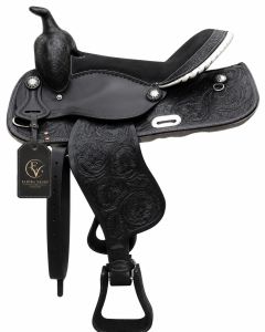 Midnight Scroll Black Leather Horse Western Saddle