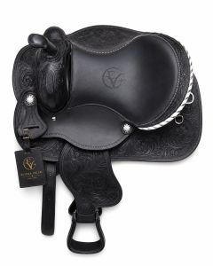 Midnight Scroll Black Leather Horse Western Saddle