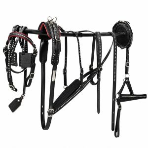 Noir Rivet Premium Black Leather Carriage Harness