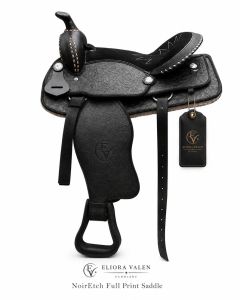 Noiretch Full Print Black Synthetic Leather Horse Western Saddle