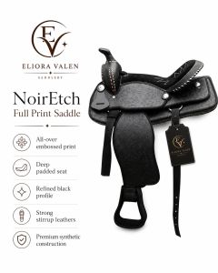 Noiretch Full Print Black Synthetic Leather Horse Western Saddle